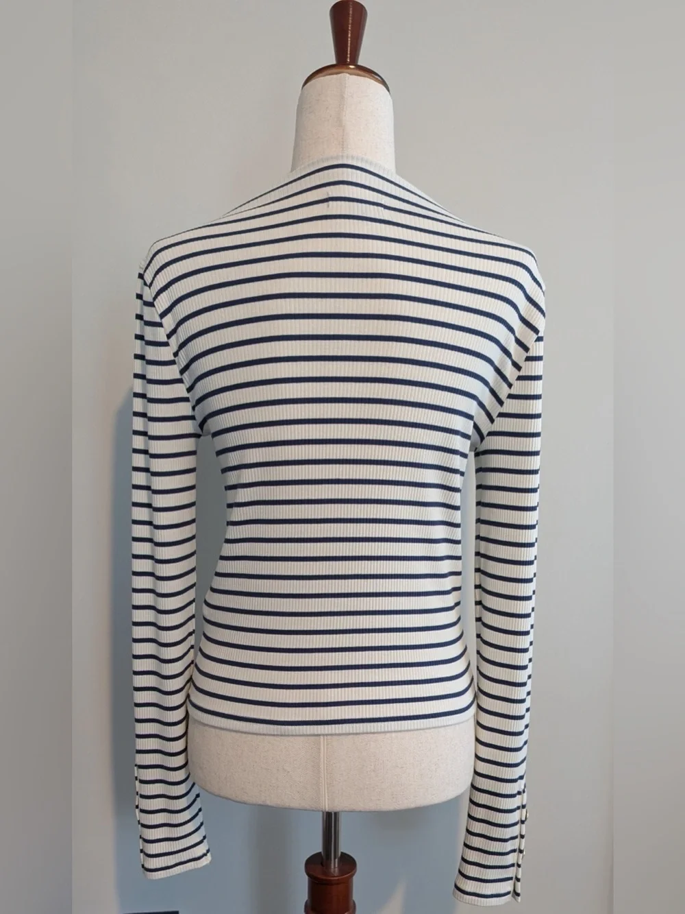 J. Crew Women’s Ribbed Boatneck Stripe Long Sleeve Cuff Buttons Size Small